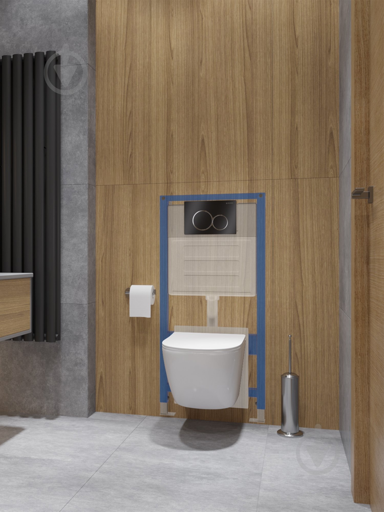 Комплект Helmken 102372V84Y 4 в 1 унітаз із сидінням Slim Duroplast/Soft-close + інсталяція з кнопкою (чорний мат) - фото 11