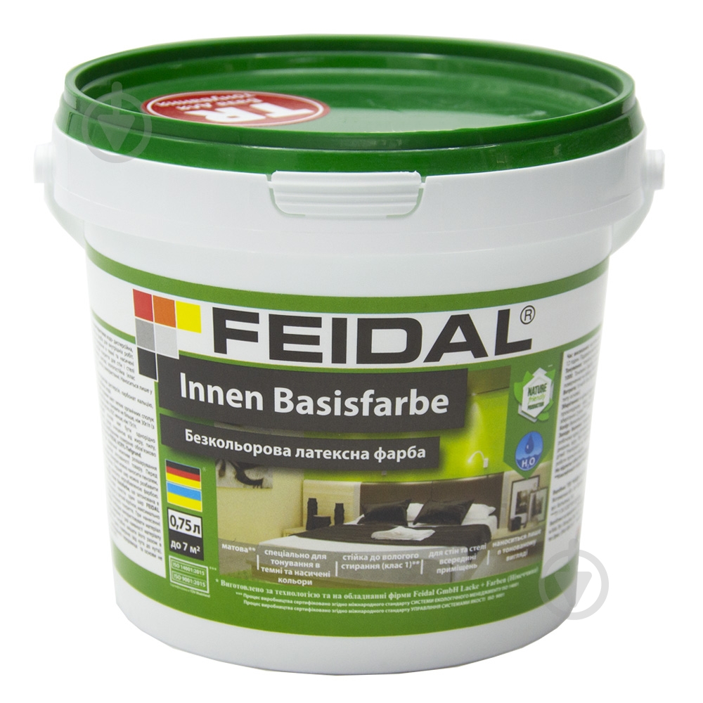 Краска латексная с колорированием Feidal Innen Basisfarbe мат D 51 0,75 л - фото 4