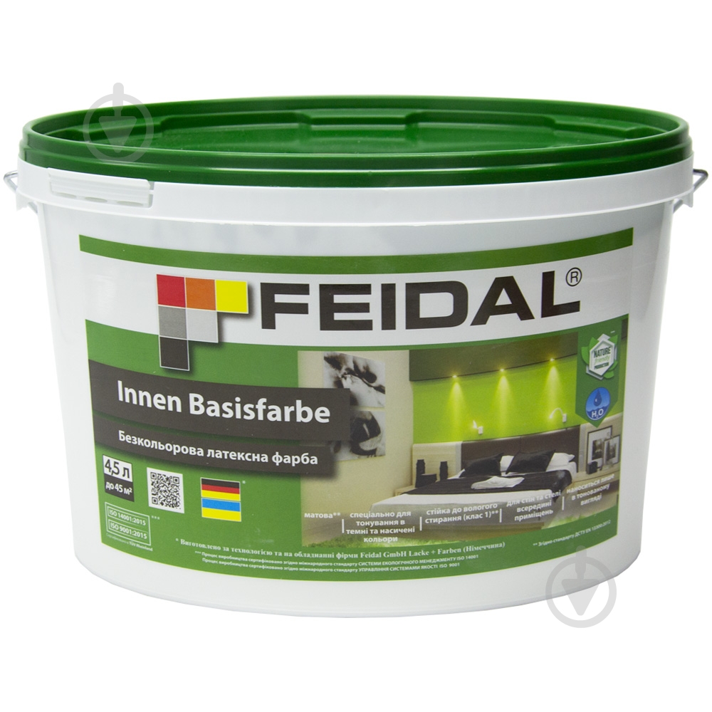 Краска латексная с колорированием Feidal Innen Basisfarbe мат D 51 4,5 л - фото 4