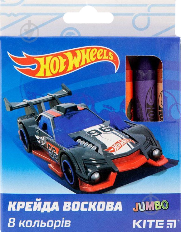 Крейда воскова Jumbo Hot Wheels 8 кольорів KITE - фото 1 Крейда воскова Jumbo Hot Wheels 8 кольорів KITE - фото 1