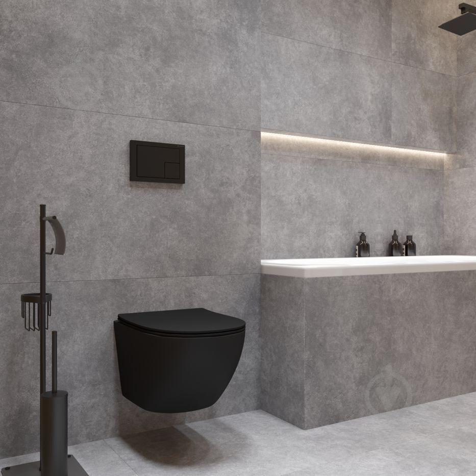 Унитаз подвесной Helmken 35103001B 2 в 1 с сиденьем Soft Сlose/EasyOff дюропласт + шумоизоляция, черный матовый - фото 5 Унитаз подвесной Helmken 35103001B 2 в 1 с сиденьем Soft Сlose/EasyOff дюропласт + шумоизоляция, черный матовый - фото 5