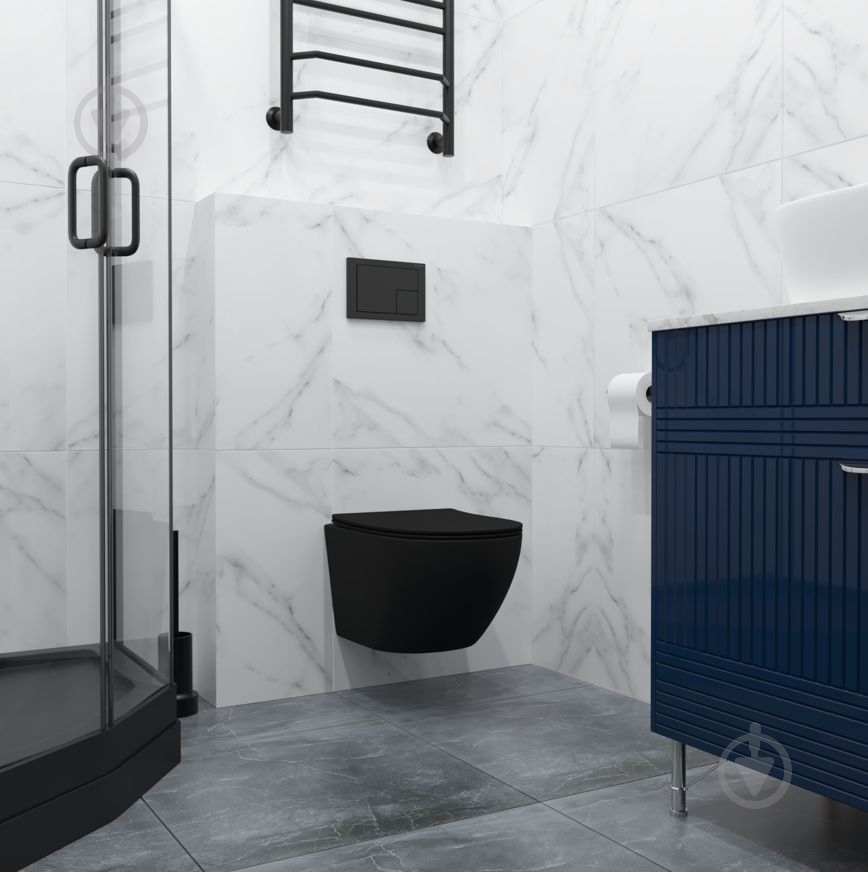 Унитаз подвесной Helmken 35103001B 2 в 1 с сиденьем Soft Сlose/EasyOff дюропласт + шумоизоляция, черный матовый - фото 6 Унитаз подвесной Helmken 35103001B 2 в 1 с сиденьем Soft Сlose/EasyOff дюропласт + шумоизоляция, черный матовый - фото 6