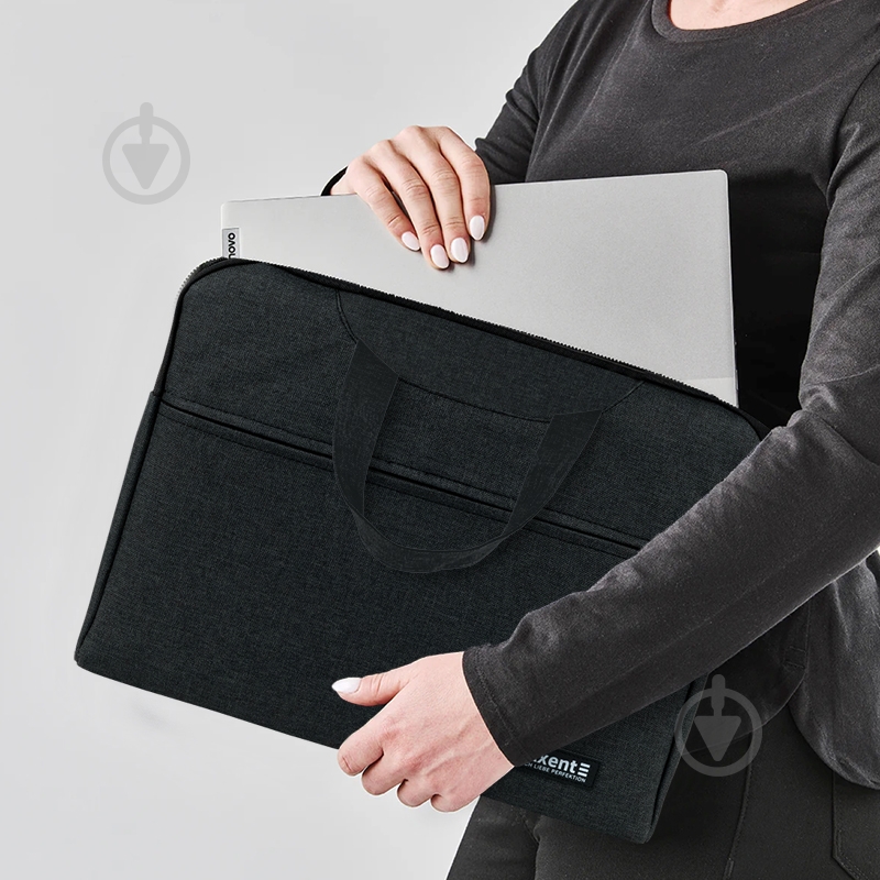 Сумка для документів текстильна А4 темно-сіра Axent 1632-02-A - фото 3 Сумка для документів текстильна А4 темно-сіра Axent 1632-02-A - фото 3