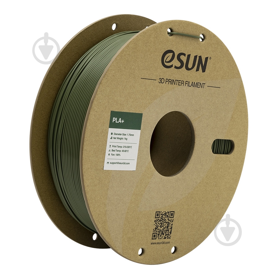 Пластик для 3D-принтера Esun ePLA+ 1,75 мм 1 кг олива зеленая - фото 1 Пластик для 3D-принтера Esun ePLA+ 1,75 мм 1 кг олива зеленая - фото 1