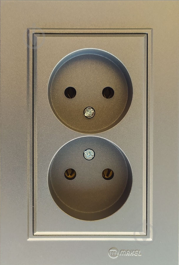 Розетка двойная без заземления Makel Karea без шторок без крышки дымчатый - фото 1