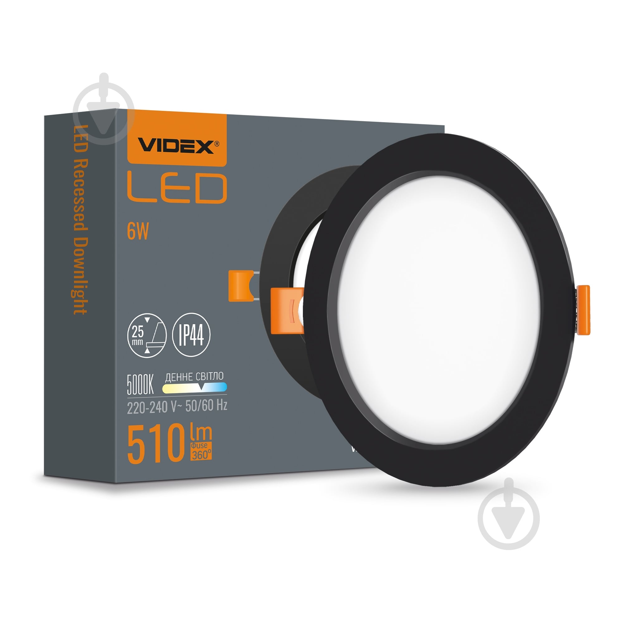 Светильник встраиваемый (Downlight) Videx 6 Вт LED-модуль 5000 К черный 27866 - фото 1 Светильник встраиваемый (Downlight) Videx 6 Вт LED-модуль 5000 К черный 27866 - фото 1