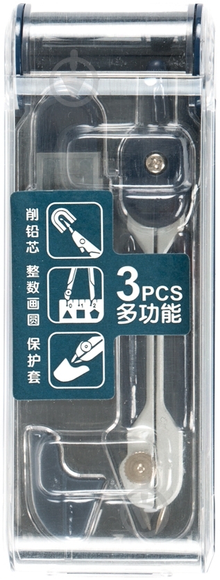 Готовальня 3 предмета, с трафаретной линейкой Deli - фото 3