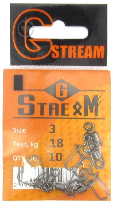 Вертлюг с застежкой GStream 18 кг 10 шт. №3 американка - фото 1