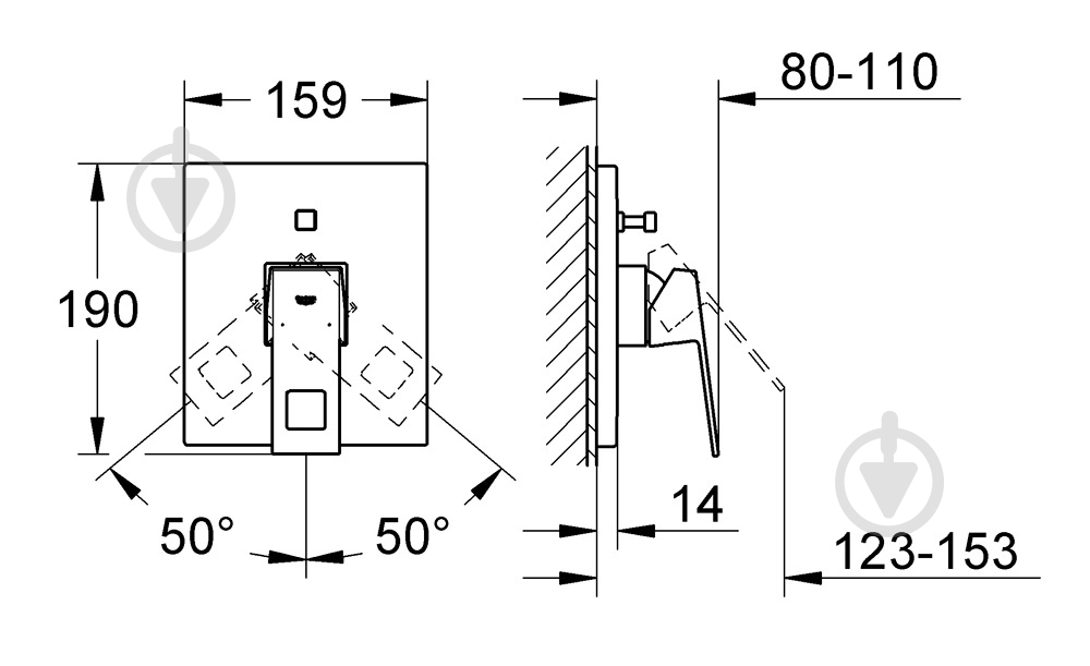 Смеситель для ванны Grohe Eurocube 19896000 - фото 2