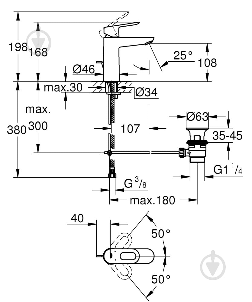 Смеситель для умывальника Grohe BauLoop M-Size 23762000 - фото 2