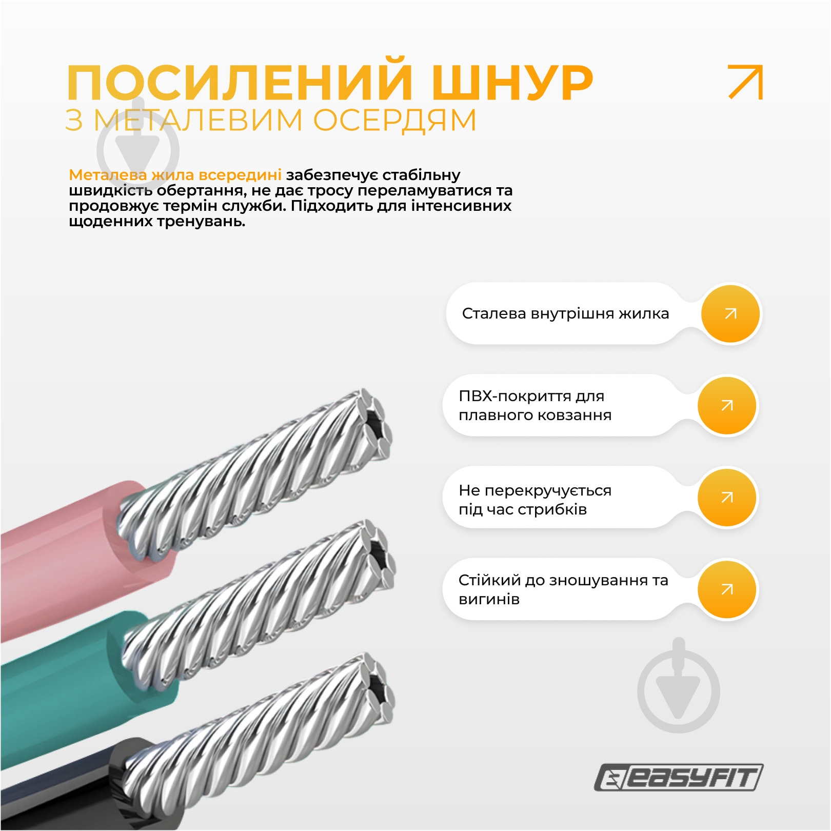 Скакалка EasyFit для бокса TwinRope 2,8 м черный-зеленый - фото 5