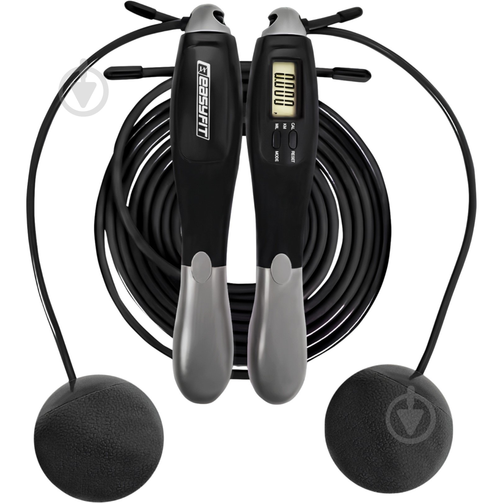 Скакалка EasyFit TwinRope скоростная 2,8 м черный с серым - фото 1 Скакалка EasyFit TwinRope скоростная 2,8 м черный с серым - фото 1