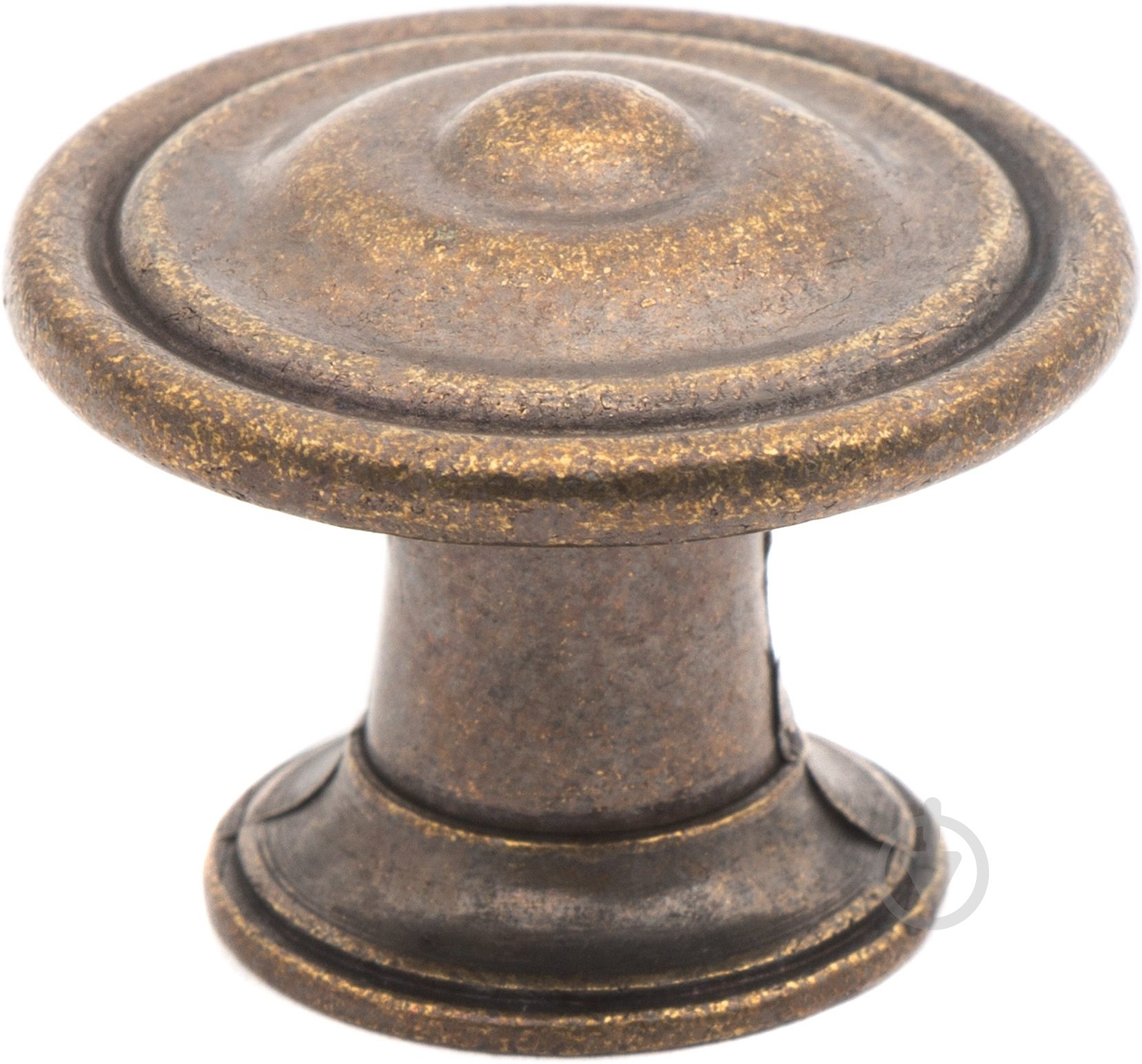 Мебельная ручка кнопка REI 3109 античная латунь - фото 1