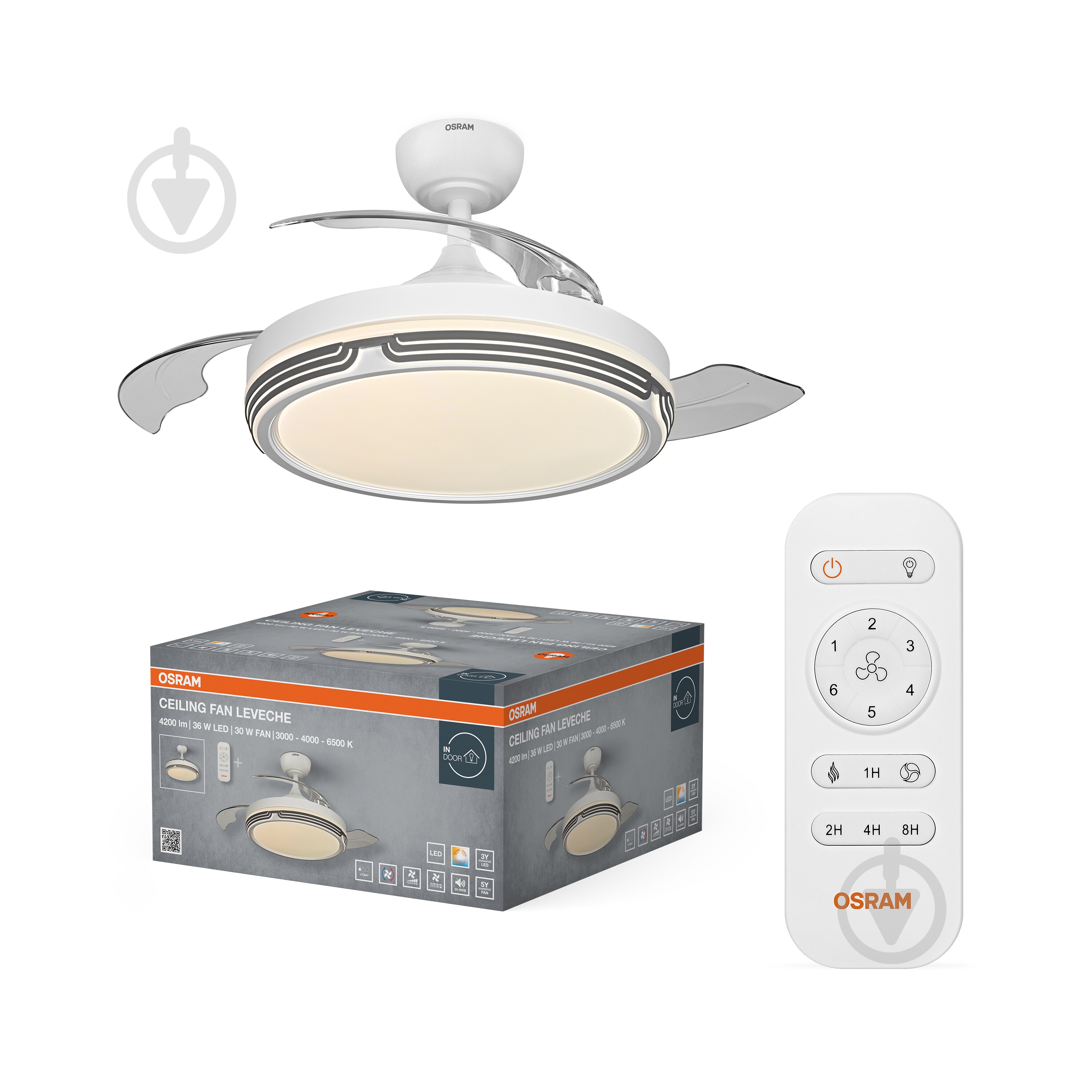 Люстра-вентилятор Osram Ceiling DIM 36 Вт белый FAN LEVECHE - фото 1