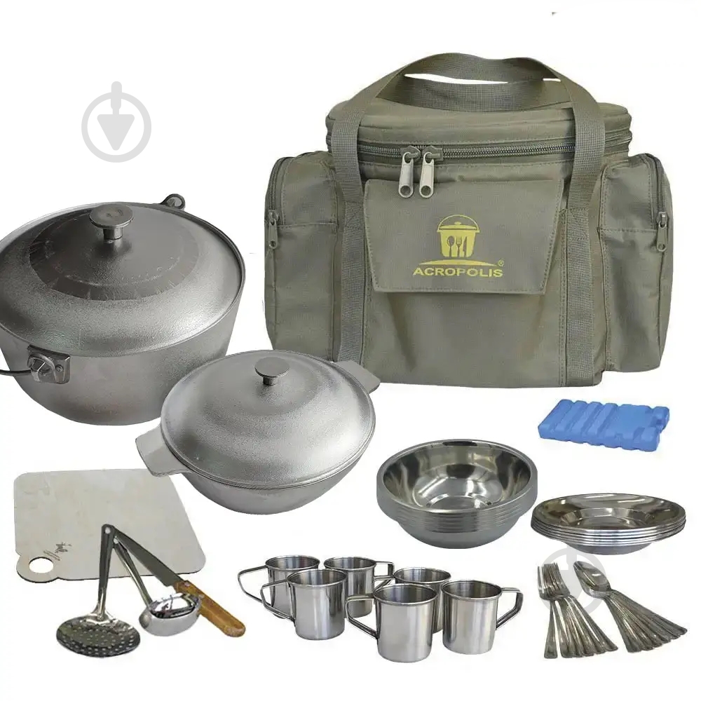 Набор туристической посуды Acropolis на 6 персон (+термо сумка), СДП-1 - фото 1 Набор туристической посуды Acropolis на 6 персон (+термо сумка), СДП-1 - фото 1