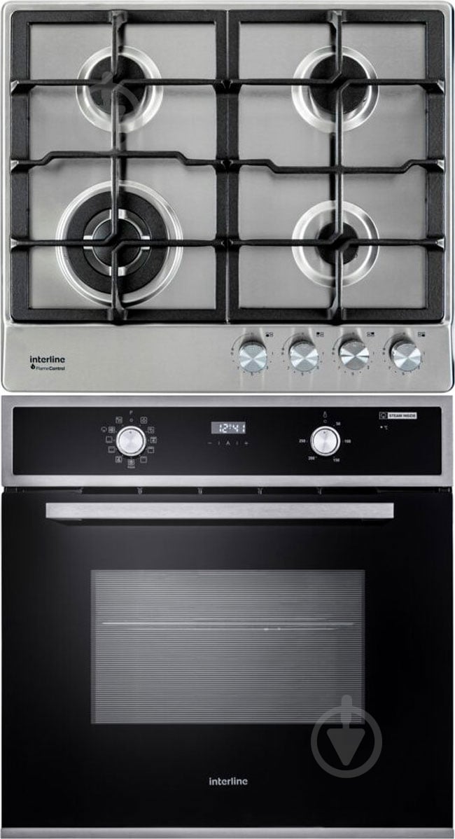 Комплект вбудовуваної техніки Interline духова шафа OES 543 ECC XA + варильна поверхня HGS 763 FGT XM FLAME - фото 1 Комплект вбудовуваної техніки Interline духова шафа OES 543 ECC XA + варильна поверхня HGS 763 FGT XM FLAME - фото 1