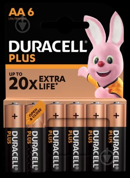 Батарейки Duracell Plus LR06 AA (R6, 316) 6 шт. - фото 1