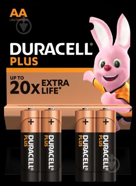 Батарейки Duracell Plus LR06 AA (R6, 316) 4 шт. - фото 1
