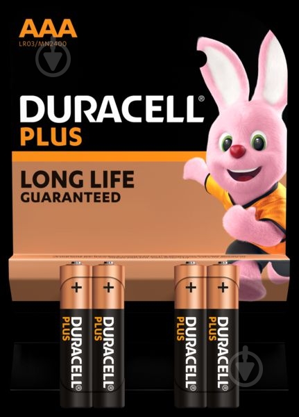 Батарейки Duracell Plus AAA (R03, 286) 4 шт. - фото 1