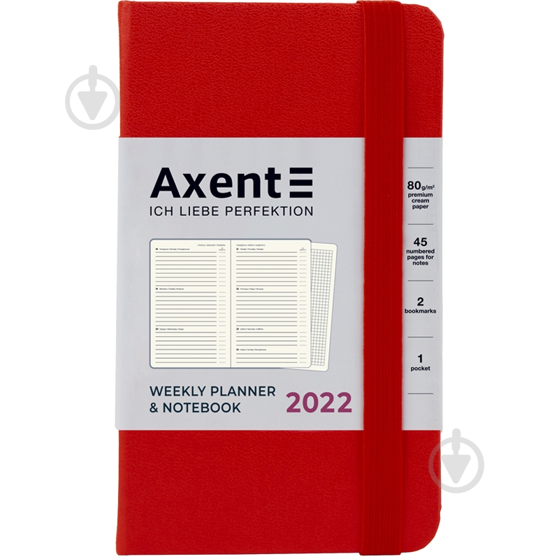 Еженедельник 2022 Pocket Strong А6- красный Axent - фото 1