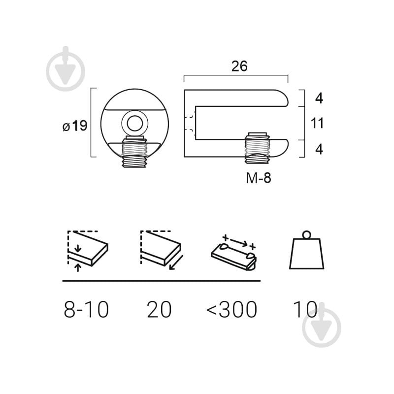 Держатель для полок REI 87Рс 8-10 мм хром - фото 4 Держатель для полок REI 87Рс 8-10 мм хром - фото 4