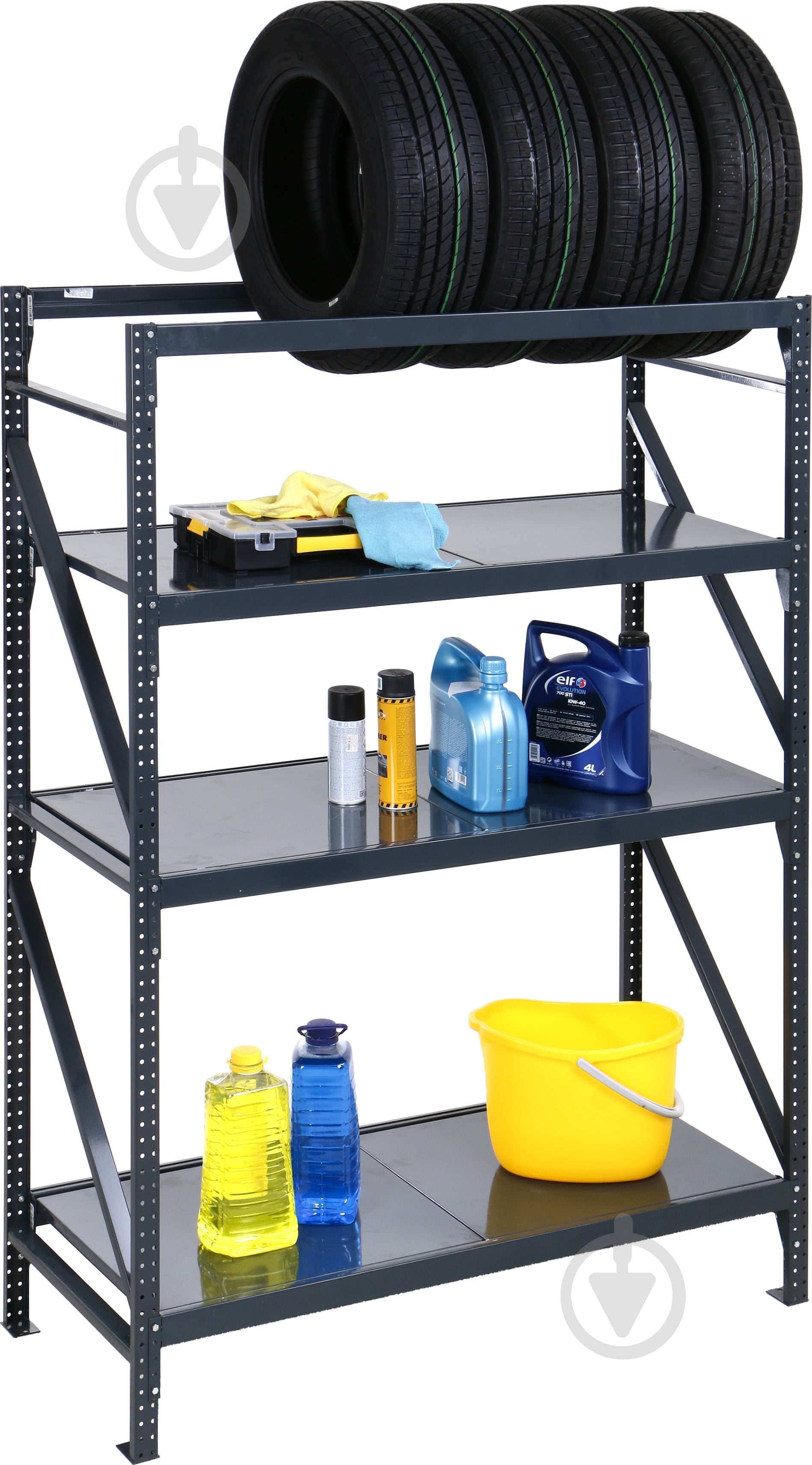 Стелаж «Атлант-400» на 4 полки 1800x1280x550 мм графит - фото 2