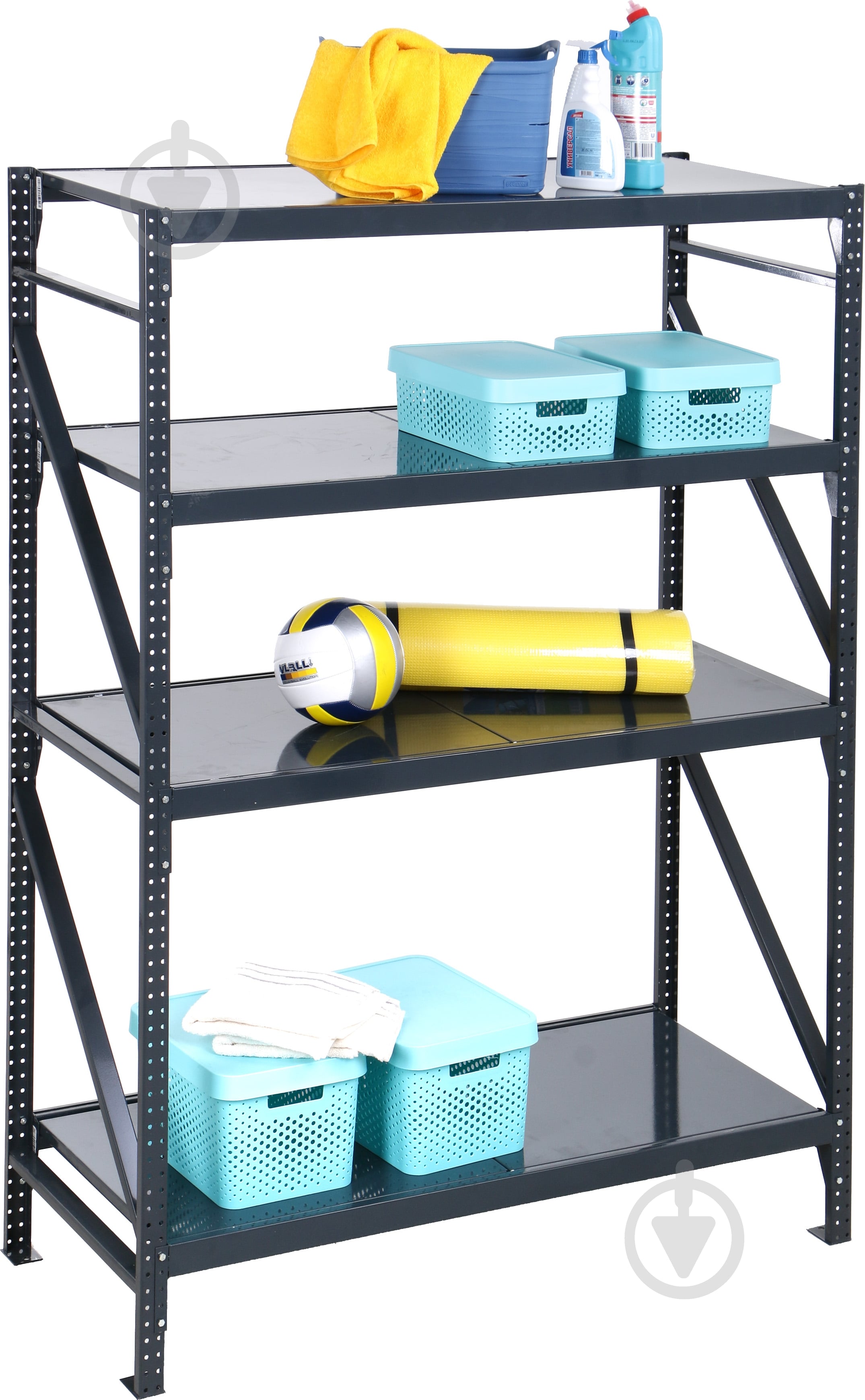 Стелаж «Атлант-400» на 4 полки 1800x1280x550 мм графит - фото 3