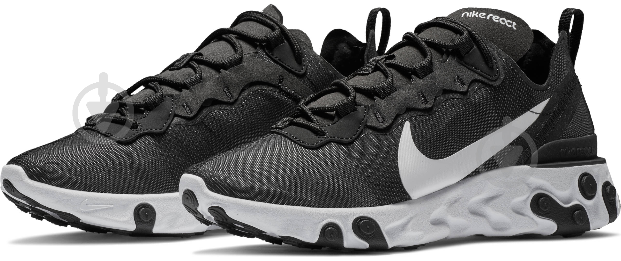 Кроссовки женские демисезонные Nike React Element 55 BQ2728-003 р.36,5 черные с белым - фото 1