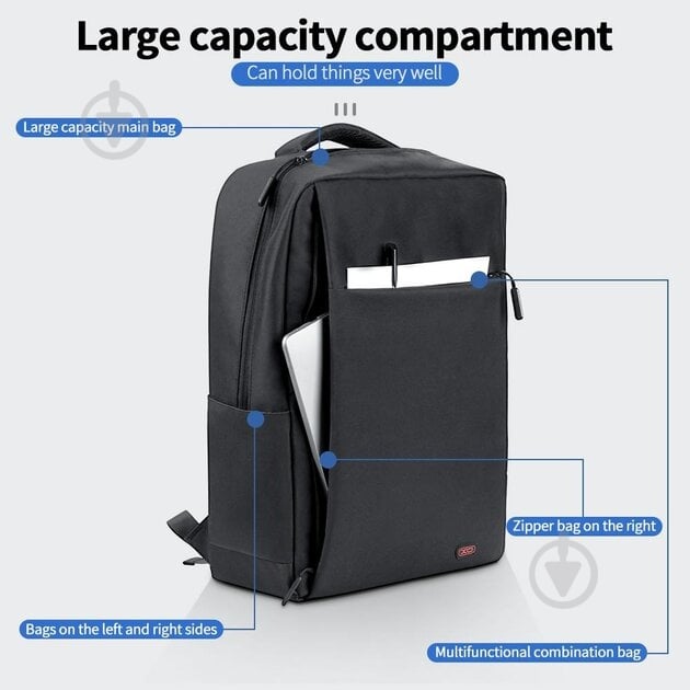 Рюкзак для ноутбука Xo 17" black (CB02-17.black) - фото 4