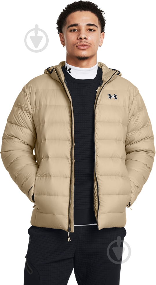 Пуховик чоловічий зимовий Under Armour LEGEND DOWN HOODED JACKET 1385837-299 р.L бежевий - фото 1