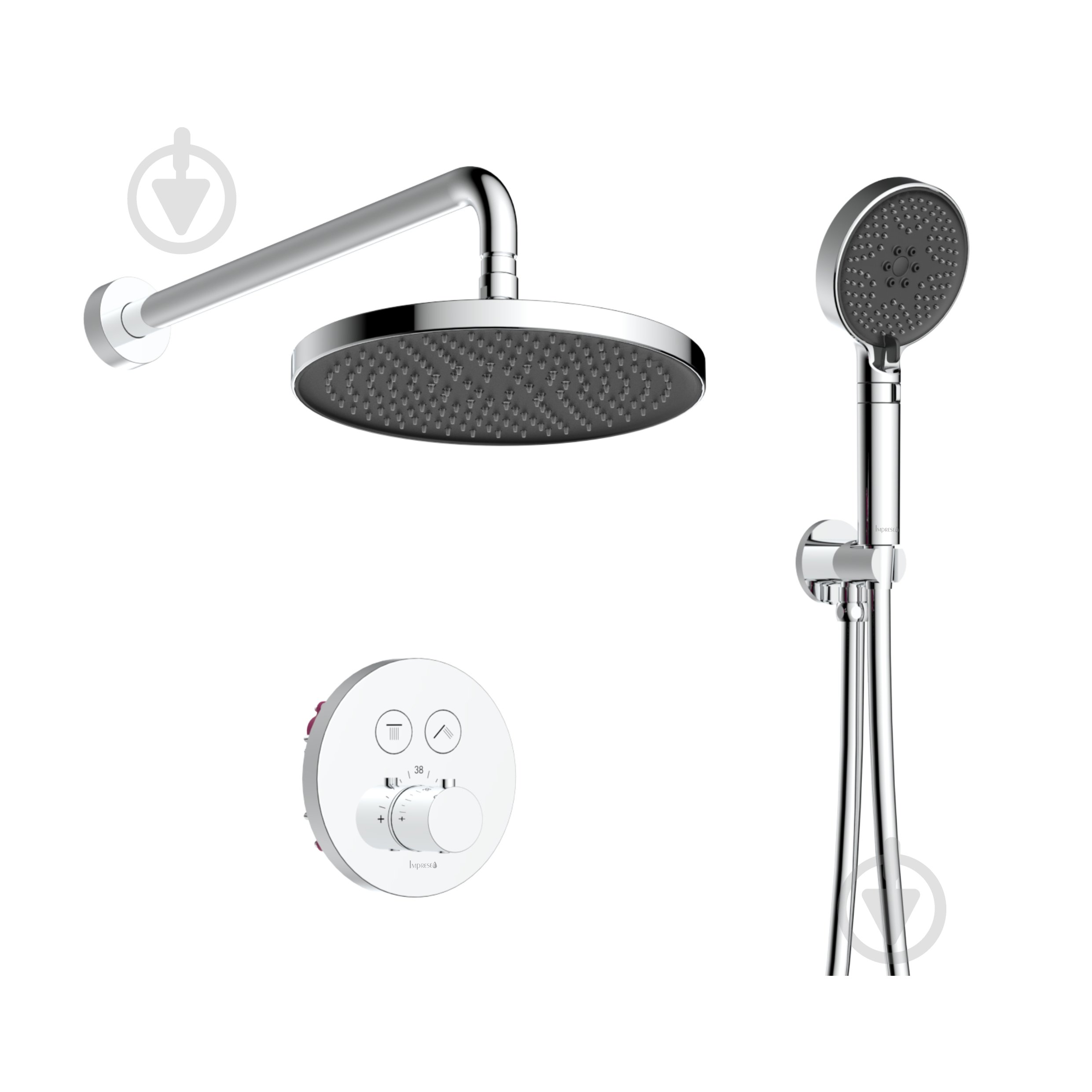 Душова система прихованого монтажу Imprese CENTRUM ER (термостат 2 функції, кнопки перемикання, душ d240 мм - фото 1 Душова система прихованого монтажу Imprese CENTRUM ER (термостат 2 функції, кнопки перемикання, душ d240 мм - фото 1