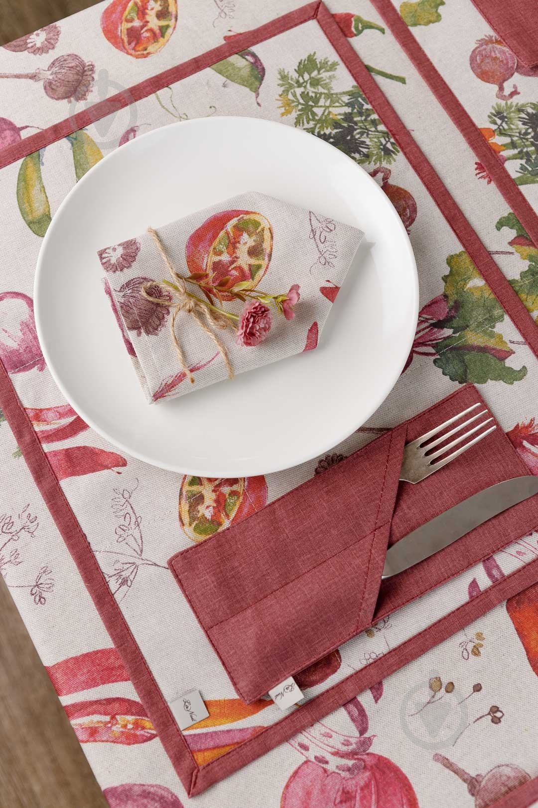 Чехол для приборов La Nuit "Овощи" Марсала 10x24 см - фото 7 Чехол для приборов La Nuit "Овощи" Марсала 10x24 см - фото 7