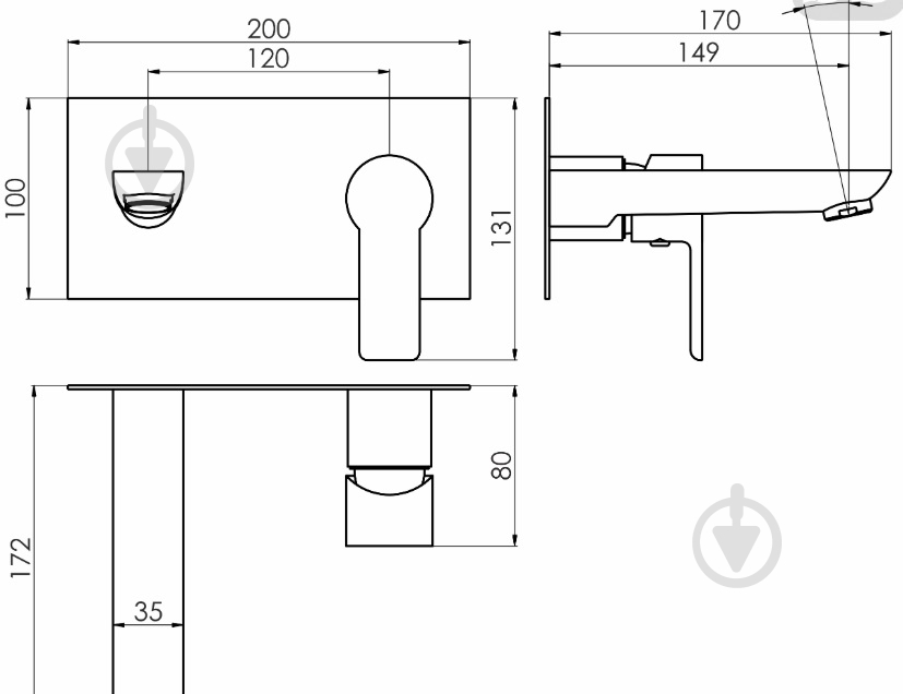 Змішувач для умивальника Imprese ORLIK прихований монтаж, хром, 35 мм - фото 2 Змішувач для умивальника Imprese ORLIK прихований монтаж, хром, 35 мм - фото 2