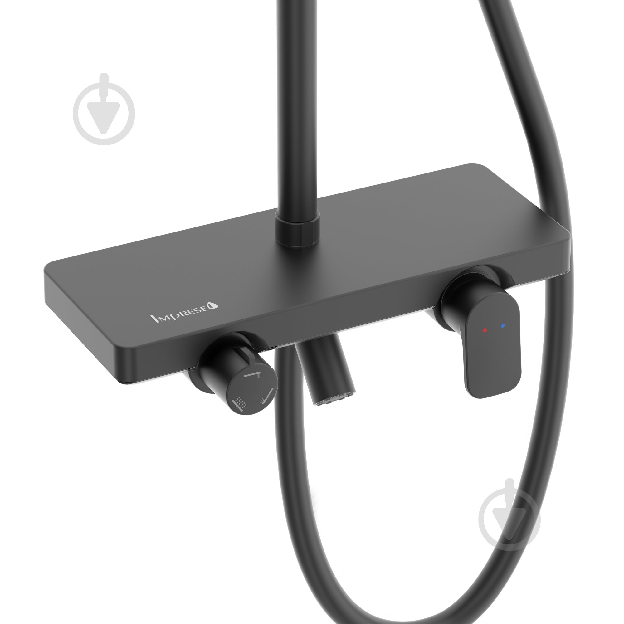 Душова система Imprese MODUS D (змішувач для душа, душ d250 мм, лійка 3 режими, шланг 1500 мм PVC), чорний м - фото 3 Душова система Imprese MODUS D (змішувач для душа, душ d250 мм, лійка 3 режими, шланг 1500 мм PVC), чорний м - фото 3