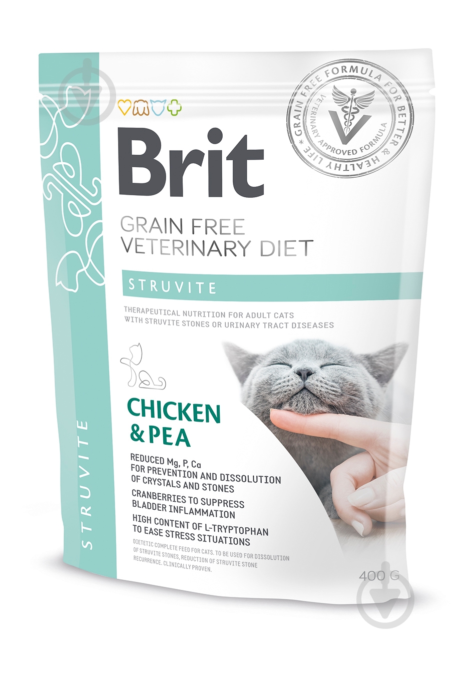 Корм сухий для дорослих котів Brit VetDiets при лікуванні та профілактиці сечокам'яної хвороби курка, горох 400 г - фото 1