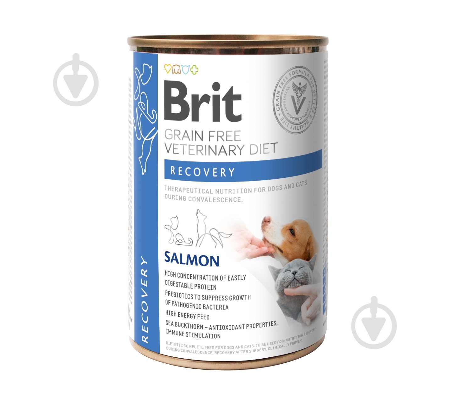 Корм влажный для взрослых собак и котов для всех пород Brit VetDiets во время выздоровления, восстановления после операции (лосось) 400 г - фото 1 Корм влажный для взрослых собак и котов для всех пород Brit VetDiets во время выздоровления, восстановления после операции (лосось) 400 г - фото 1