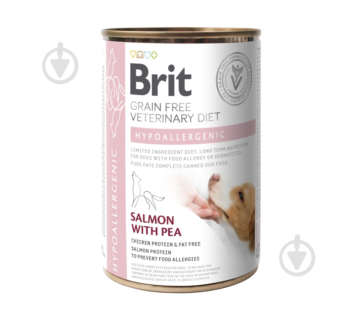 Корм влажный для взрослых собак для всех пород Brit VetDiets при пищевой аллергии и непереносимости ингредиентов (лосось, горох) 400 г - фото 1