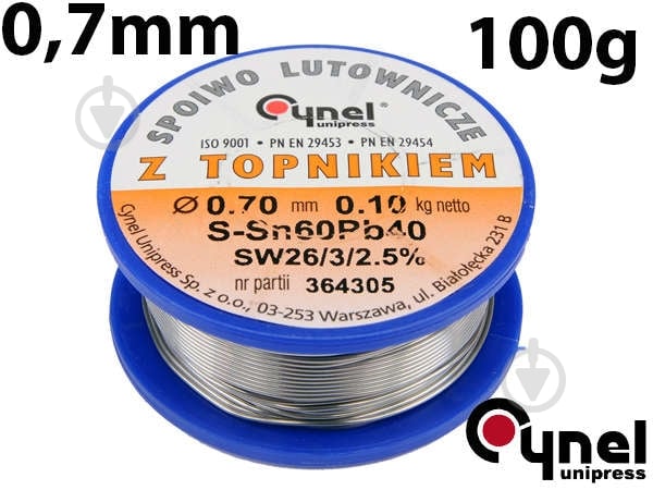 Припій Vorel Sn60-Pb40 d0,7 мм 100 г 76806 - фото 2