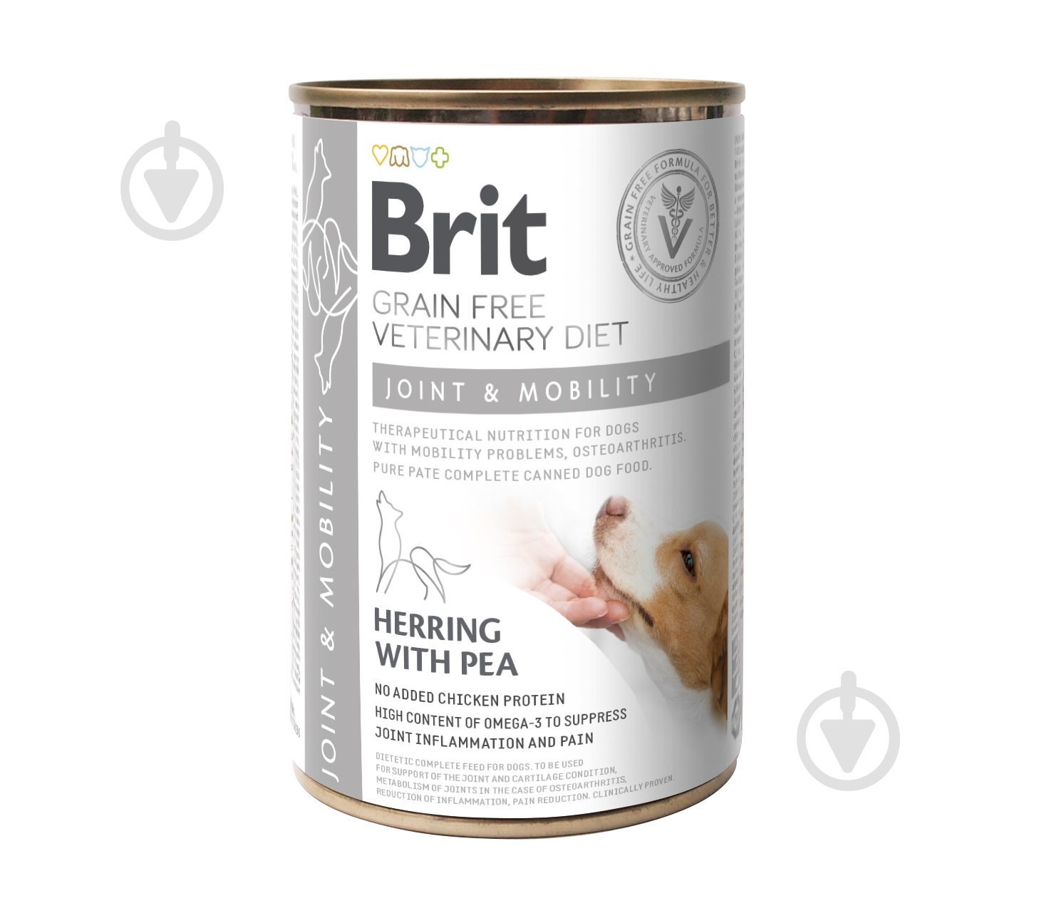 Корм влажный для взрослых собак для всех пород Brit VetDiets для поддержания обмена веществ в суставах (сельдь, горох) 400 г - фото 1
