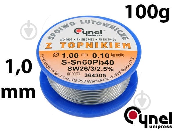 Припой Vorel Sn60-Pb40 d1 мм 100 г 76810 - фото 2