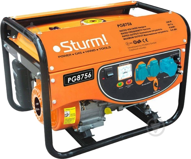 Генератор бензиновий Sturm 5 кВт / 5,5 кВт 230 В PG8756 - фото 1