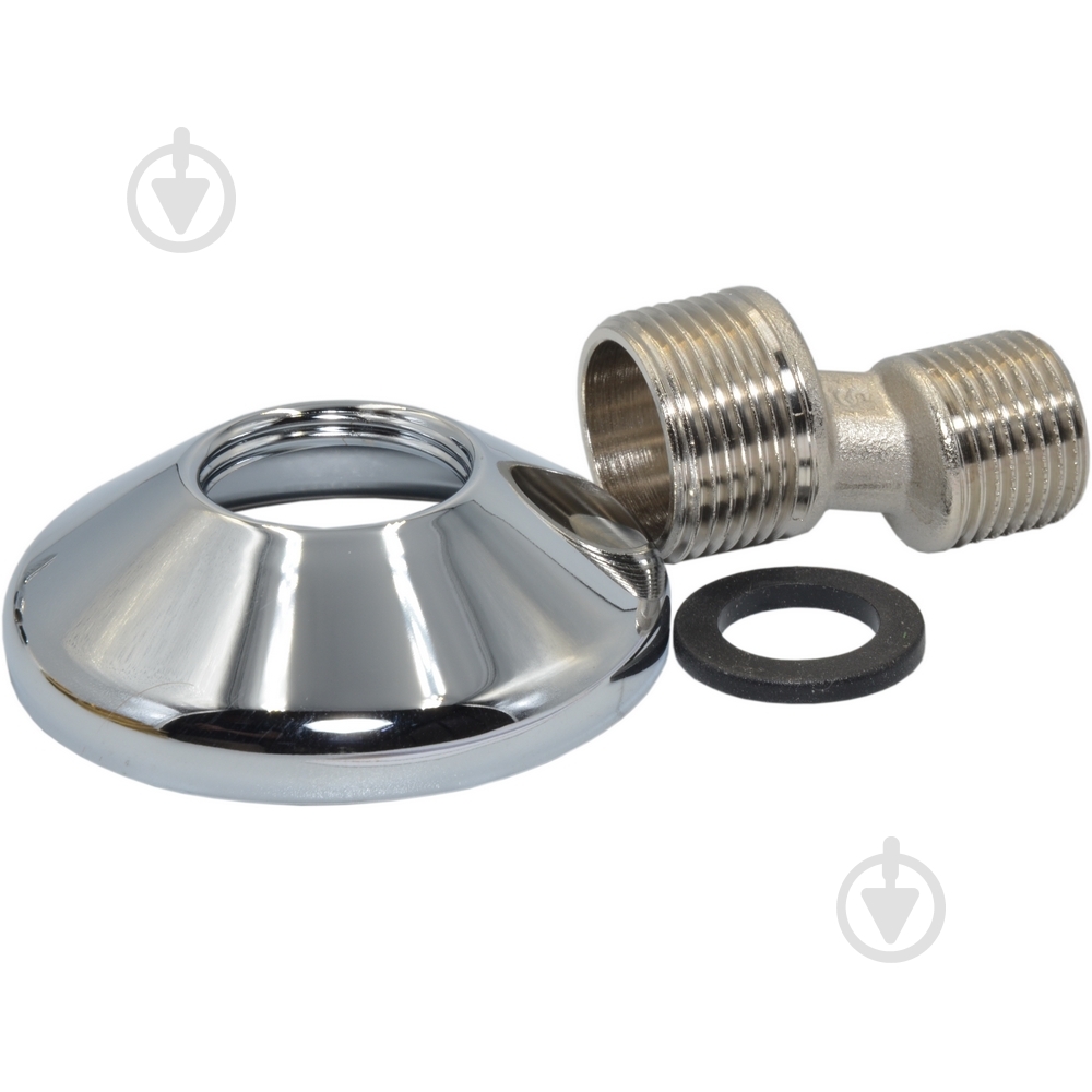 Ексцентрик ЗЗ Pattaroni 10 мм з розеткою (хром) до змішувача Ø1/2" x 3/4" Н=43 мм ЗЗ (F216CR001) - фото 1 Ексцентрик ЗЗ Pattaroni 10 мм з розеткою (хром) до змішувача Ø1/2" x 3/4" Н=43 мм ЗЗ (F216CR001) - фото 1