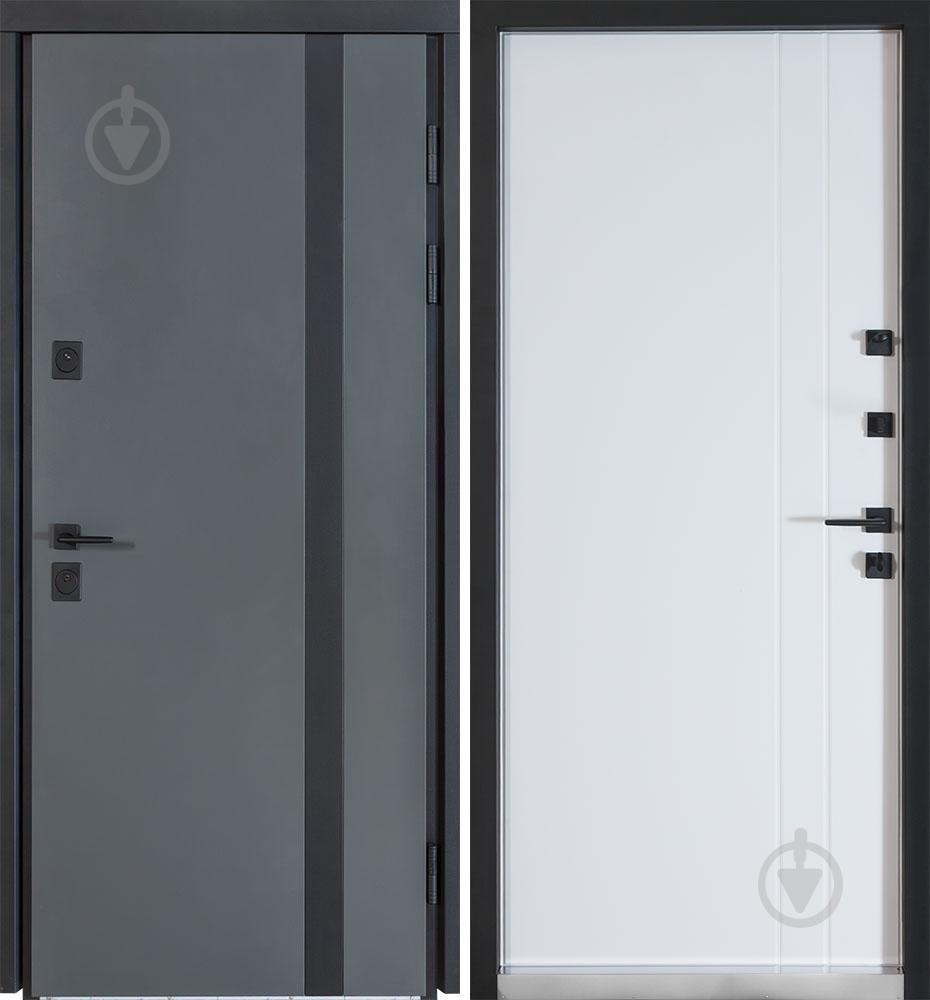 Двері вхідні Булат Котедж 710 білий атласний 2050x950 мм ліві - фото 1