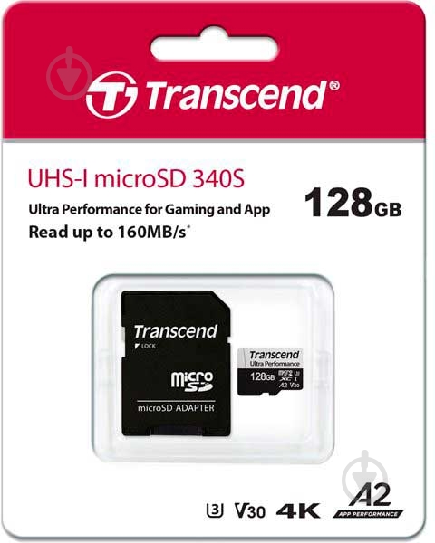Карта памяти Transcend microSDXC 128 ГБ UHS-I Class 3 (U3) (TS128GUSD340S) 340S A2 - фото 3