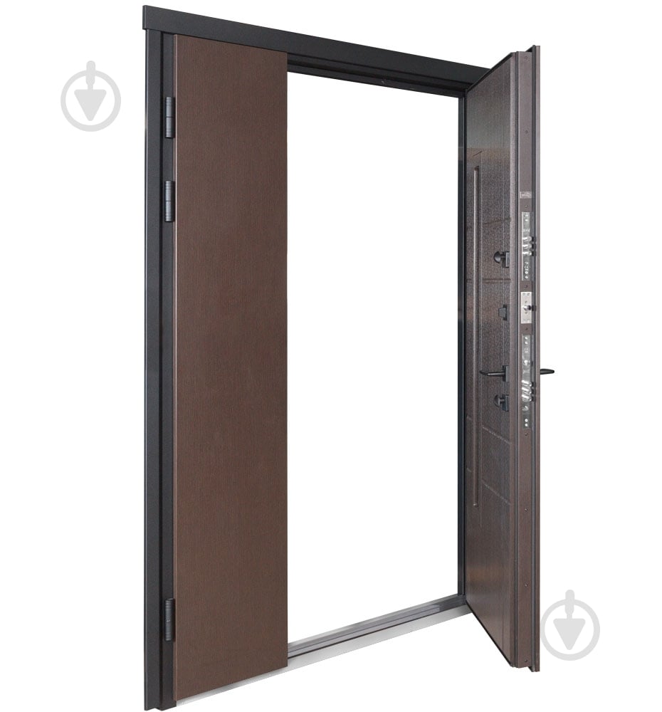 Двері вхідні Булат Термо Хаус 705 венге темний / венге темний 2050x1200 мм праві - фото 3