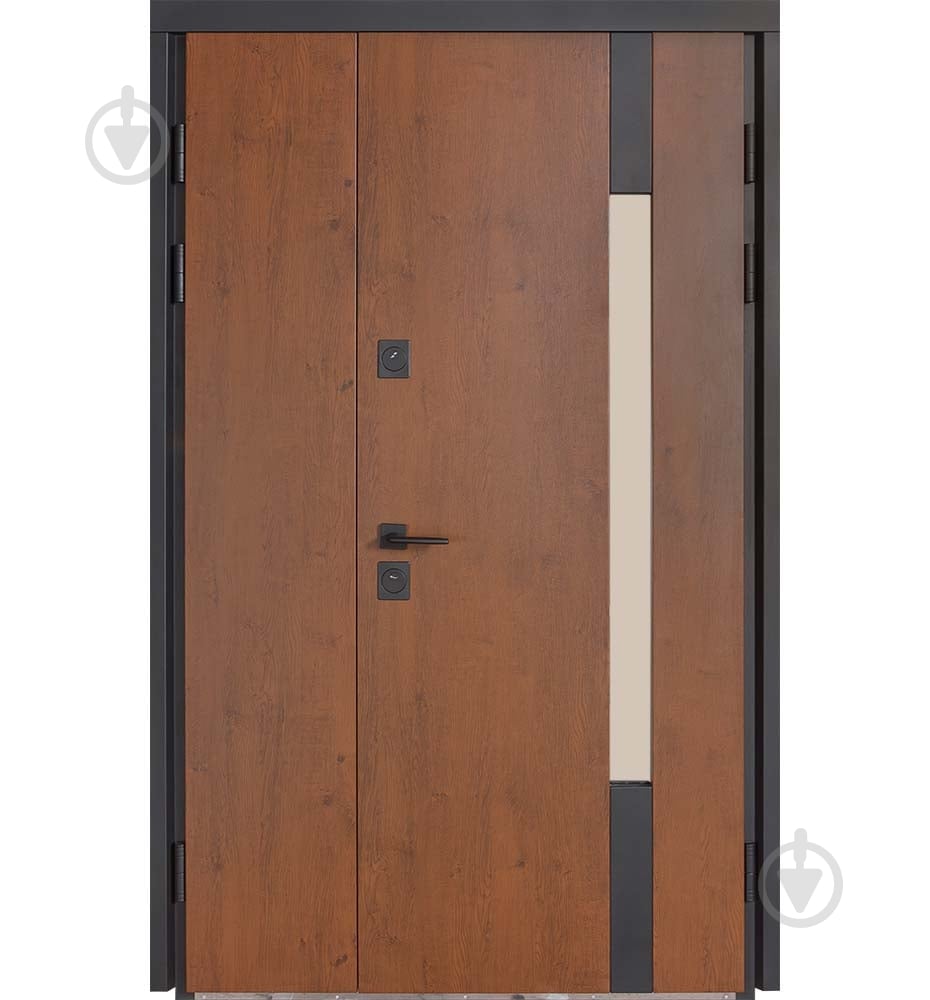 Двері вхідні Булат Термо Хаус 705 горіх 2050x1200 мм праві - фото 1