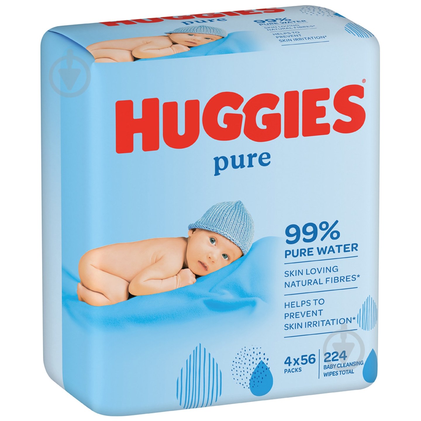 Дитячі вологі серветки Huggies Pure Quad 224 шт. - фото 2