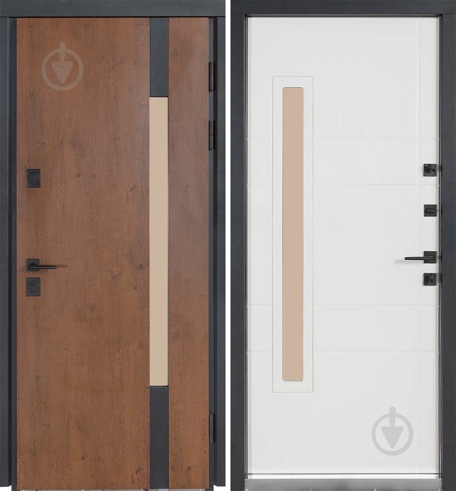 Двері вхідні Булат Термо Хаус 705 дуб бронзовий / молочний клен 2050x950 мм ліві - фото 1