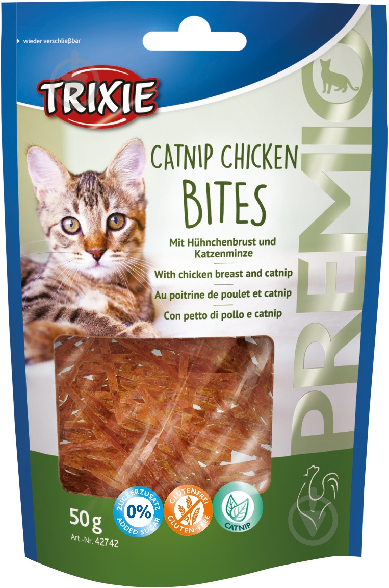 Ласощі Trixie Преміо Catnip Chicken Bites куряче філе та котяча м'ята 50 г - фото 1