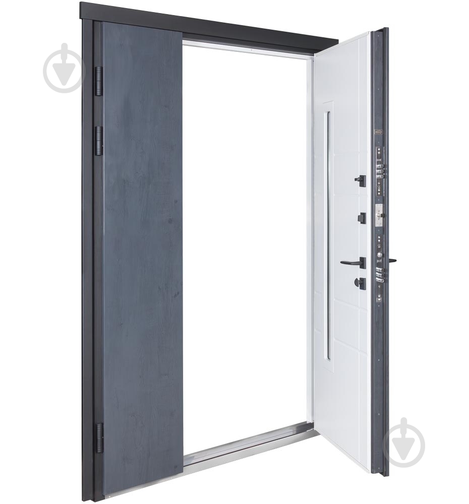 Двері вхідні Булат Термо Хаус 705 темний антрацит / білий атласний 2050x1200 мм ліві - фото 3